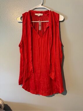 LOFT Bright Red Sleeveless V-Neck Camisole